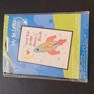 Bucilla My 1st Stitch Mini Cross Stitch Kit Love You To The Moon & Back